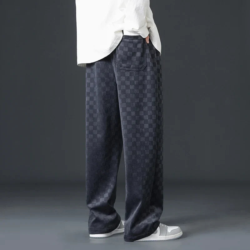 Geruite Corduroy Wijde Pijpen Joggingbroek – Zacht & Stijlvol Comfort