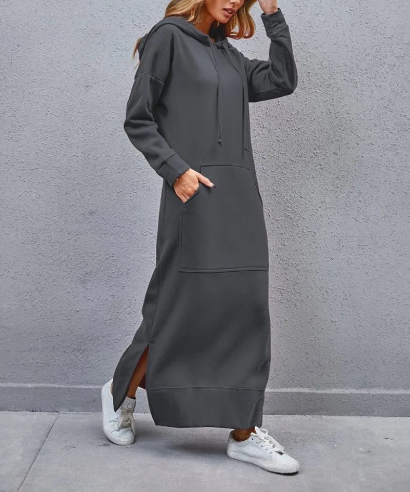 Maxi Hoodie Jurk – Warme & Comfortabele Casual Stijl voor Herfst en Winter