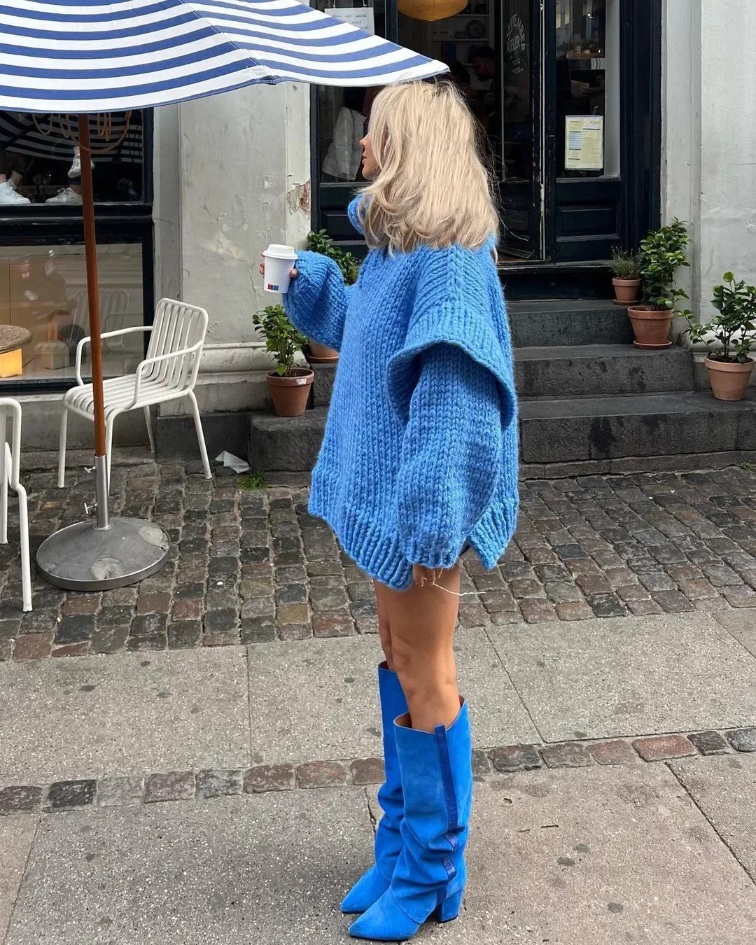 Handgemaakt Oversized Coltrui | Duurzame Zware Gebreide Poncho Stijl Trui