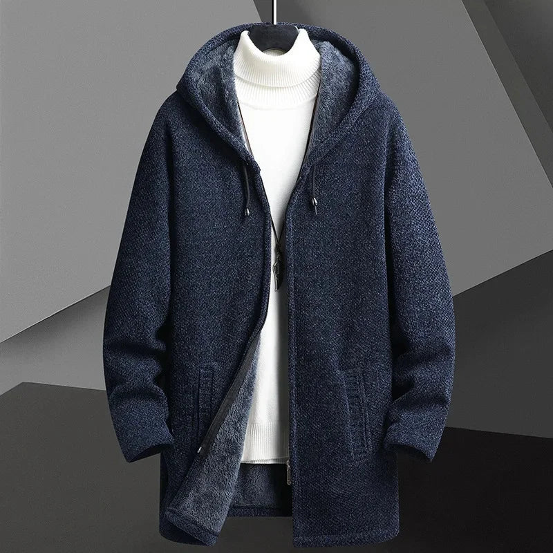 Gevoerde Overjas – Stijlvolle Herenjas met Warme Fleece Voering & Capuchon