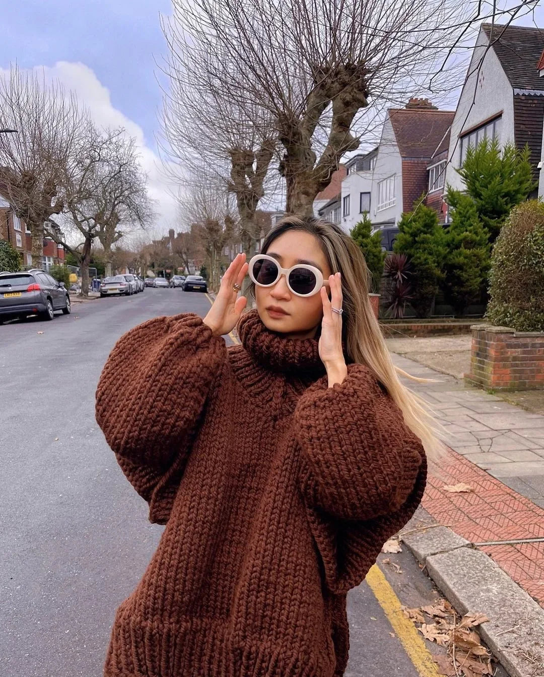 Handgemaakt Oversized Coltrui | Duurzame Zware Gebreide Poncho Stijl Trui