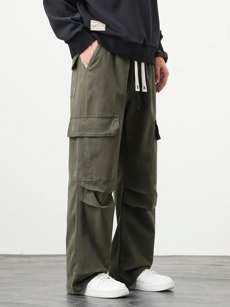 Cargo Pants Heren – Comfortabele Wijde Broek met Zakken en Trekkoord