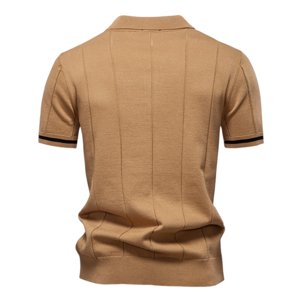 Polo met Rits – Luxe Herenpolo van Stretchstof met Sportieve Knit Details