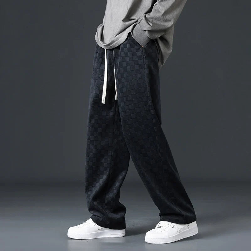 Geruite Corduroy Wijde Pijpen Joggingbroek – Zacht & Stijlvol Comfort