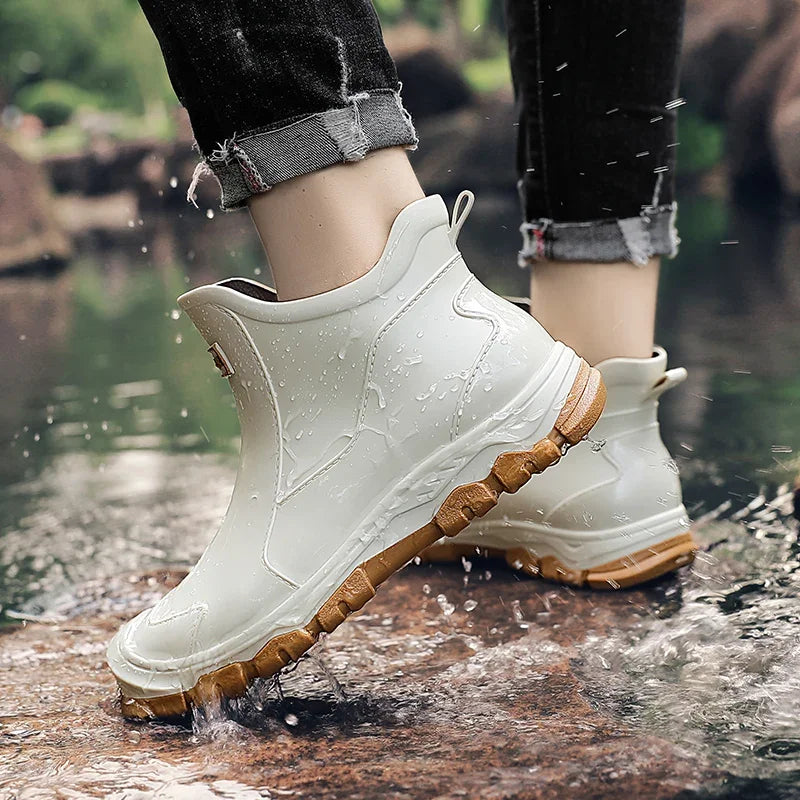 Duurzame Regenlaarzen van Imitatieleer – Waterdicht Outdoor Enkelschoeisel met Grip