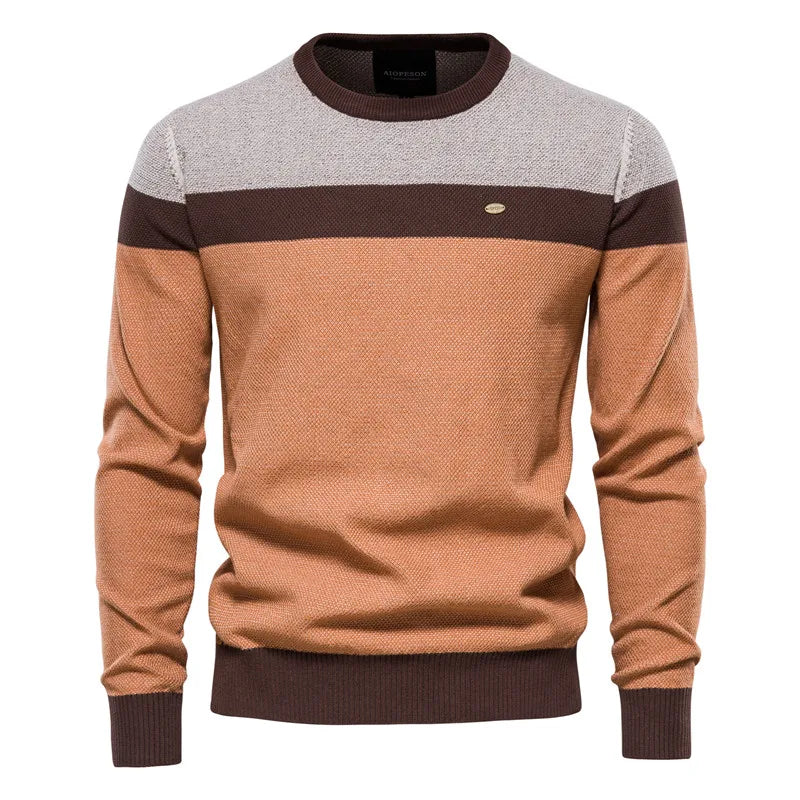 Stoere Herentrui – Slim Fit Gebreide Trui van Zacht Katoen met Gerstekorrelstructuur