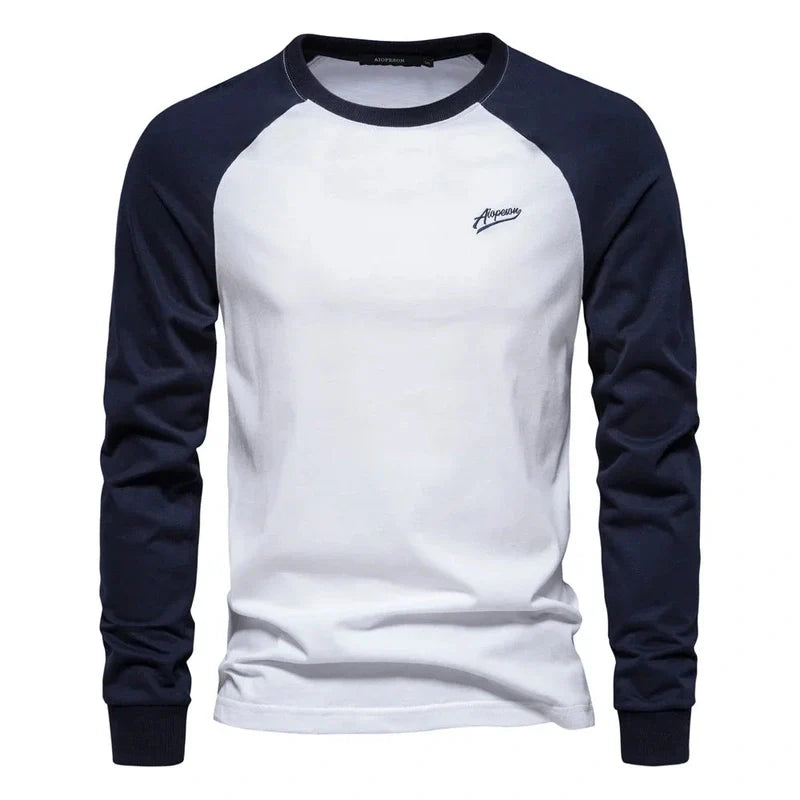 Ademend Heren Longsleeve Shirt met Raglanmouwen – Slim Fit Katoenen T-shirt