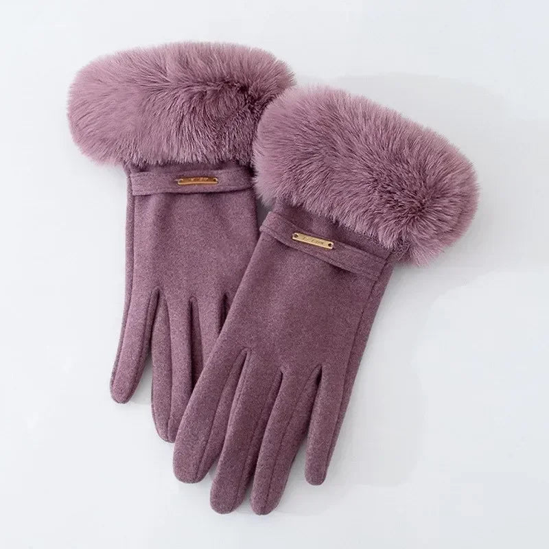 Dames Winterhandschoenen met Nepbont Manchetten – Elegante Touchscreen Warme Handschoenen