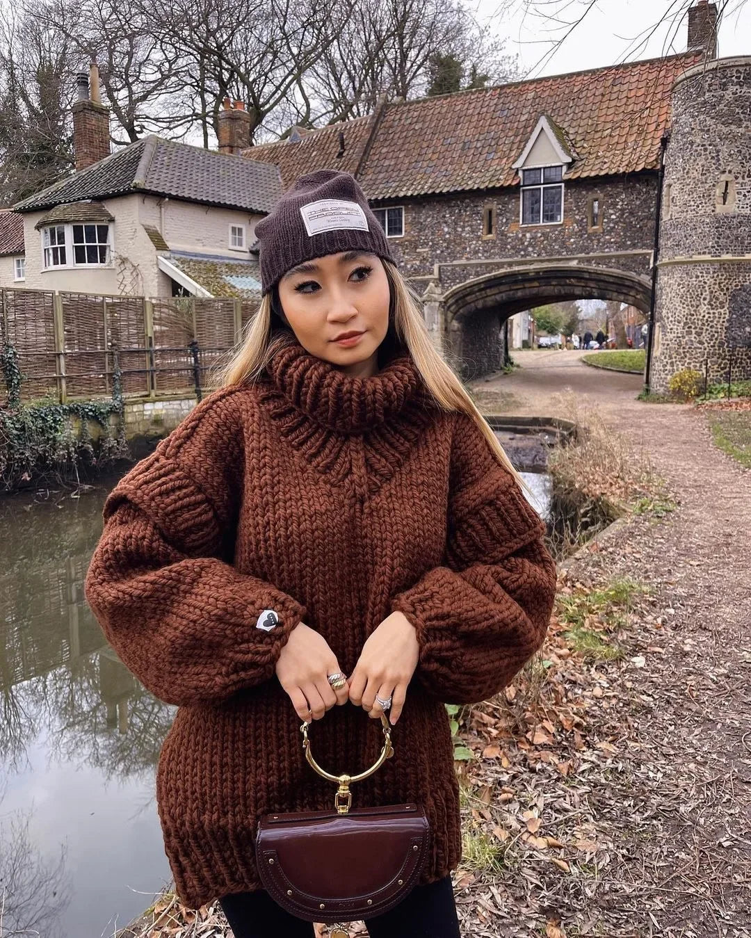Handgemaakt Oversized Coltrui | Duurzame Zware Gebreide Poncho Stijl Trui