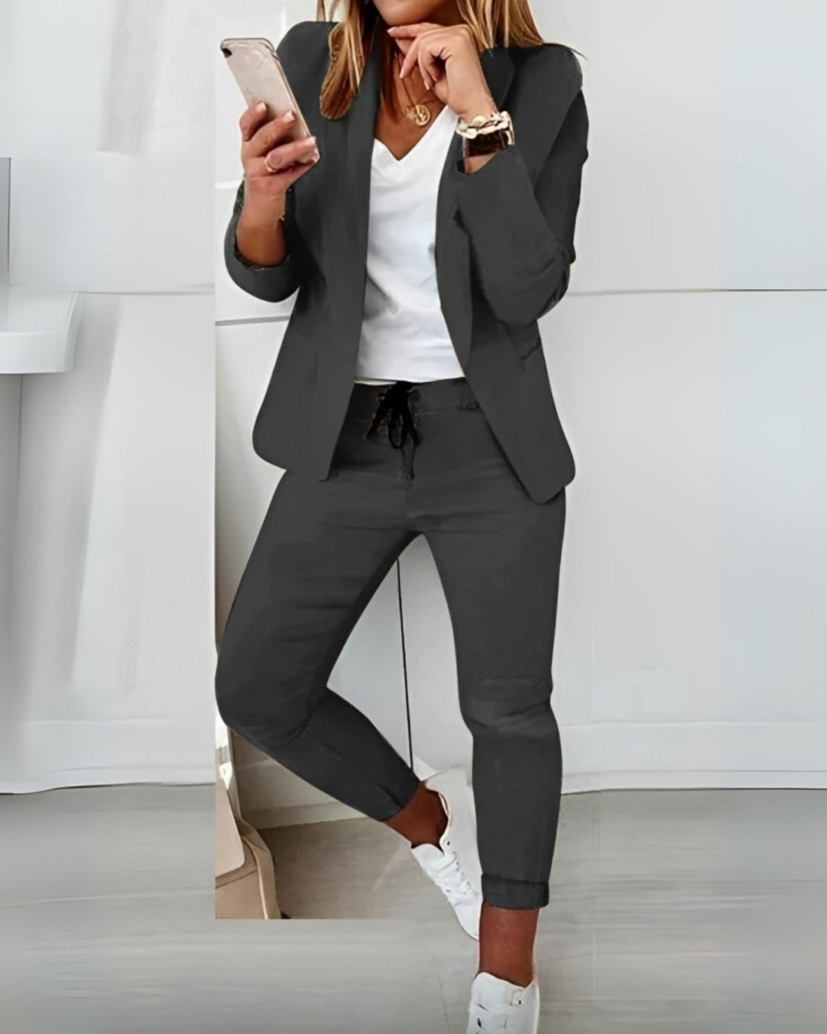 Elegante Dames Blazer Set met Stretch Comfort voor Zakelijk en Avondkleding