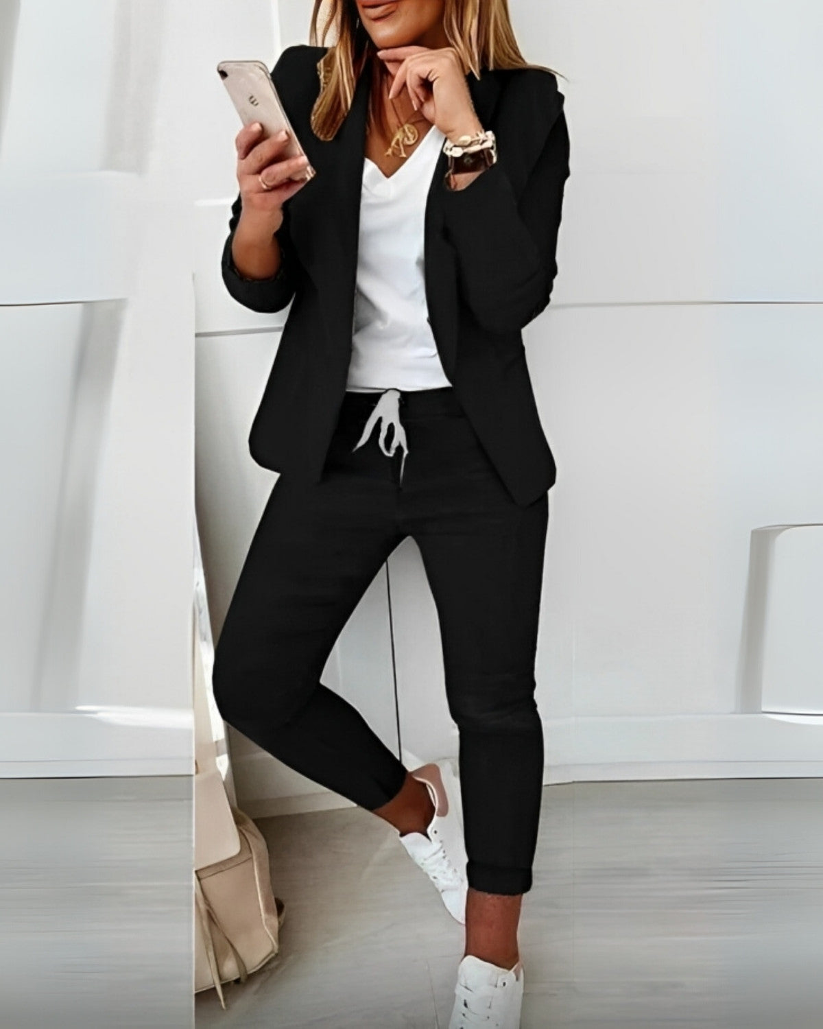 Elegante Dames Blazer Set met Stretch Comfort voor Zakelijk en Avondkleding