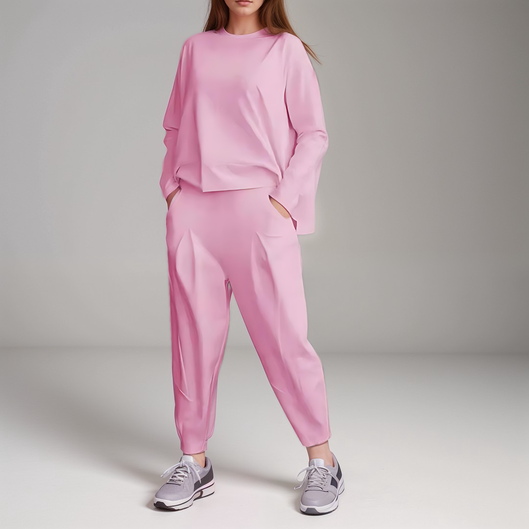 Elegante Tweedelige Dames Set – Comfortabele Losse Broek en Lange Mouwen Top voor Casual of Formele Gelegenheden