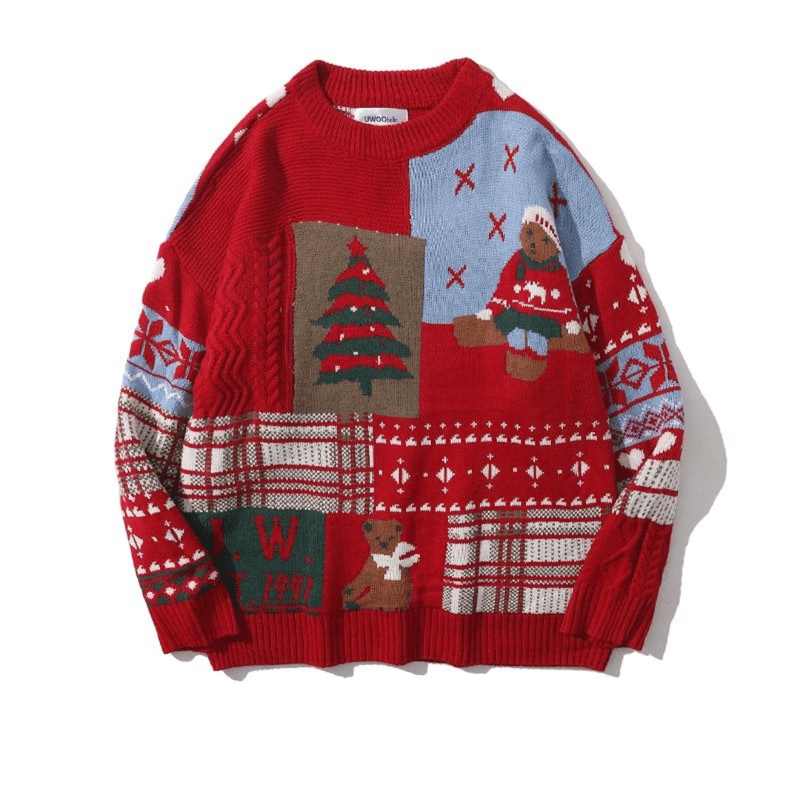 Warme Gebreide Kersttrui Dames met Berenmotief – Casual Losse Pasvorm voor Winter 1