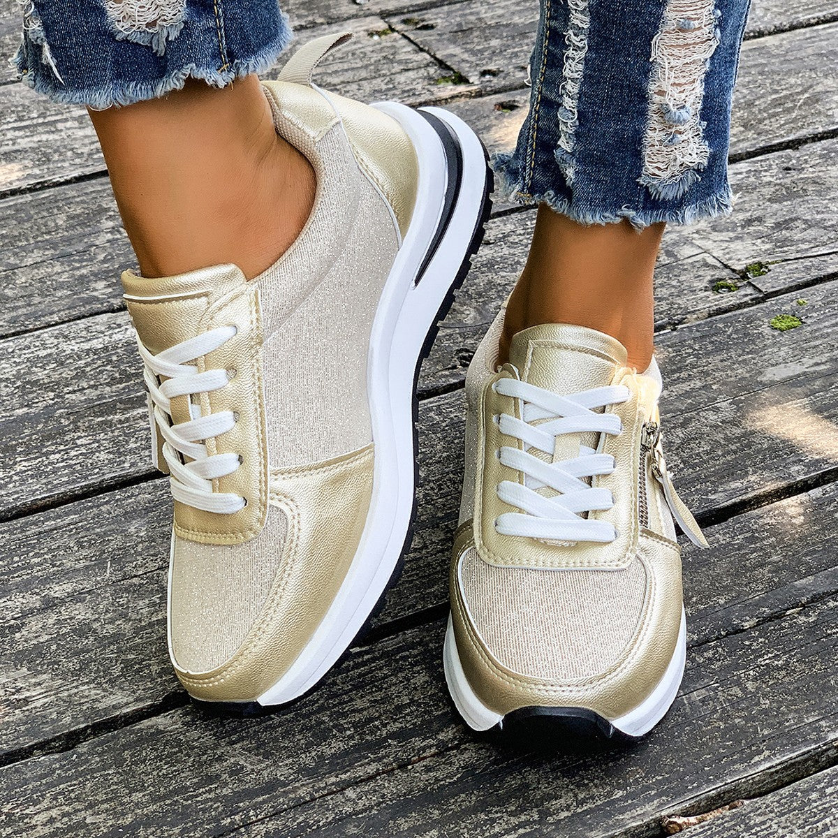 Dames Sneakers met Verborgen 10cm Verhoging – Lichtgewicht Streetwear Schoenen met Comfortzool en Zijrits