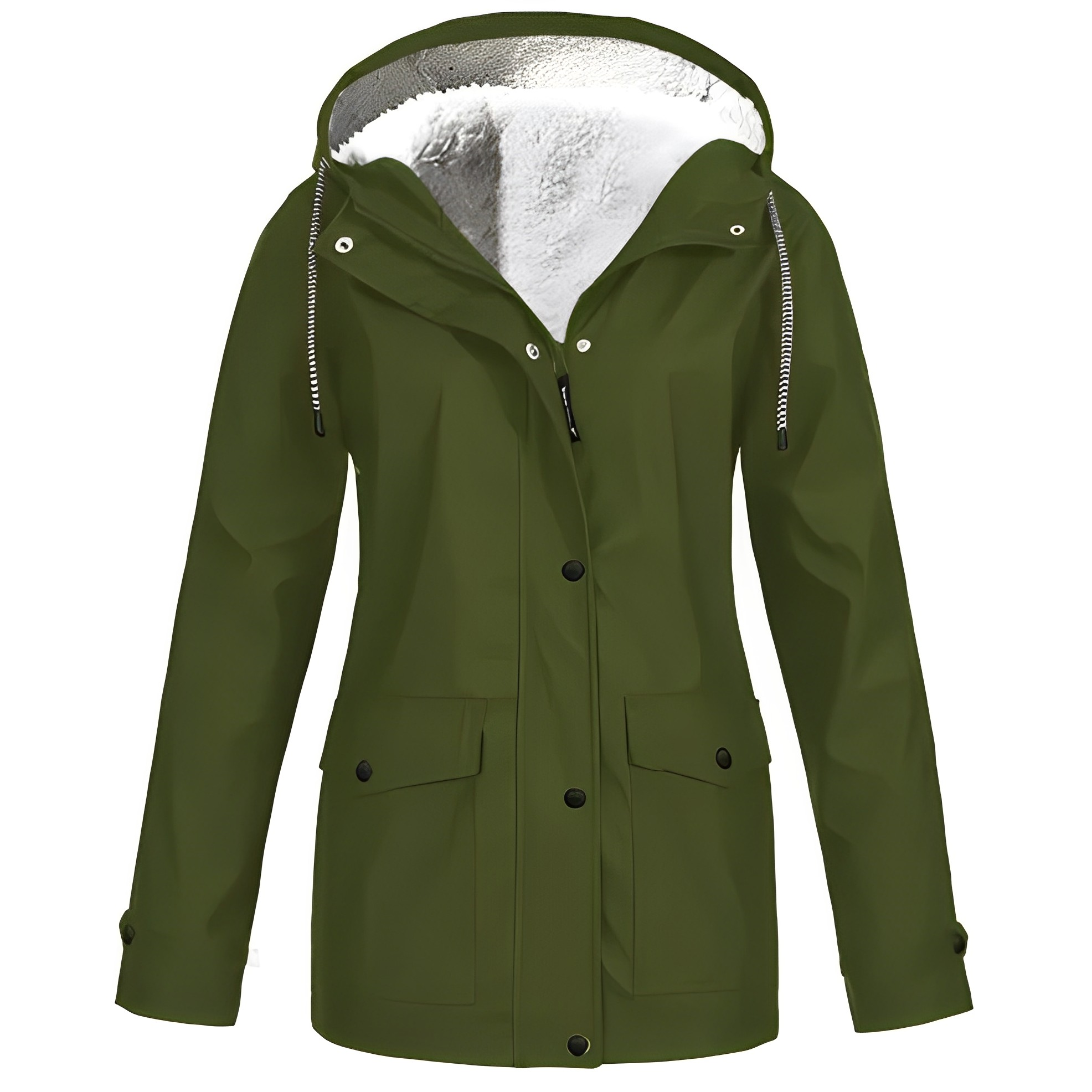 Dames Regenjas met Fleecevoering – Warme Waterdichte Jas voor de Winter