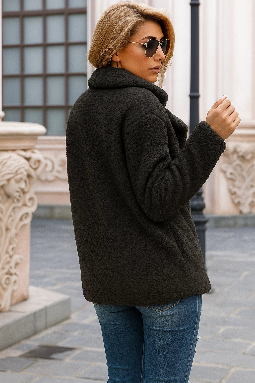 Zachte Teddy Jas voor Dames – Comfortabele Pasvorm & Elegant Dubbelrijig Design