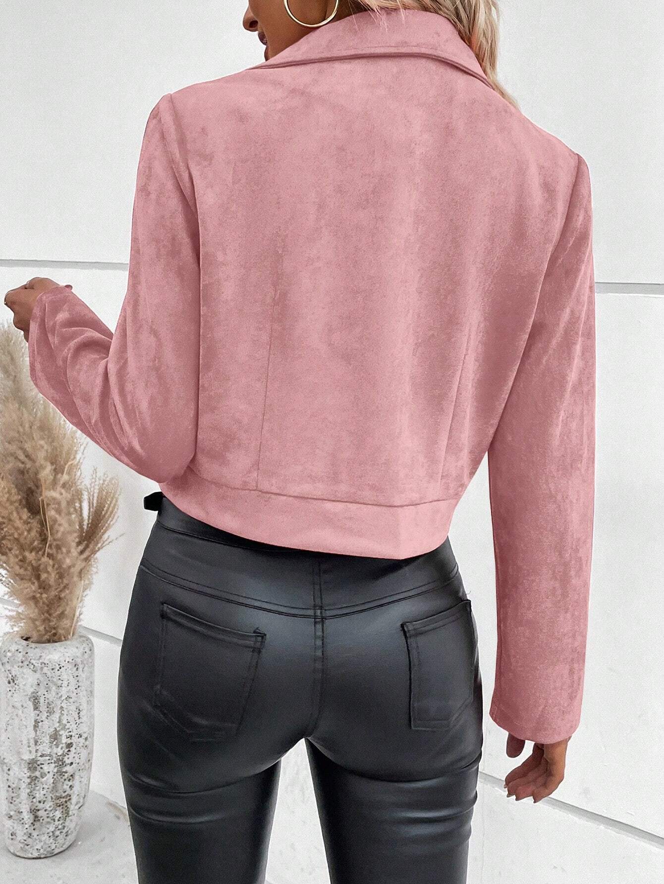 Elegante Suède Jas – Tijdloze Korte Damesjas met Slim Fit