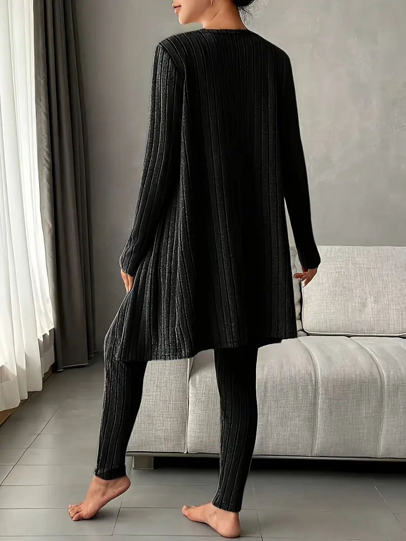 Lounge Edit 3-Delige Ribbed Set voor Dames – Comfortabel & Stijlvol Loungepak