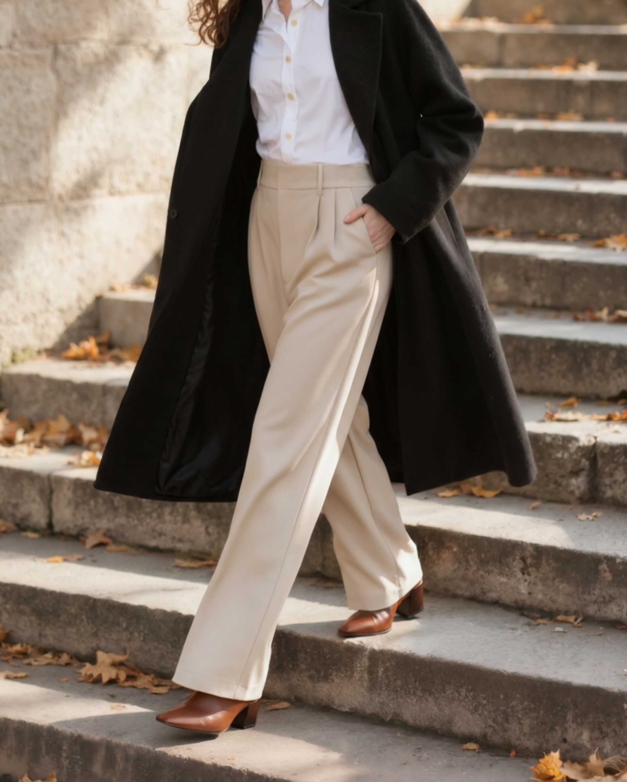 Dames Wide-Leg Broek – Elegante Hoge Taille, Getailleerde Pasvorm & Kantoorproof