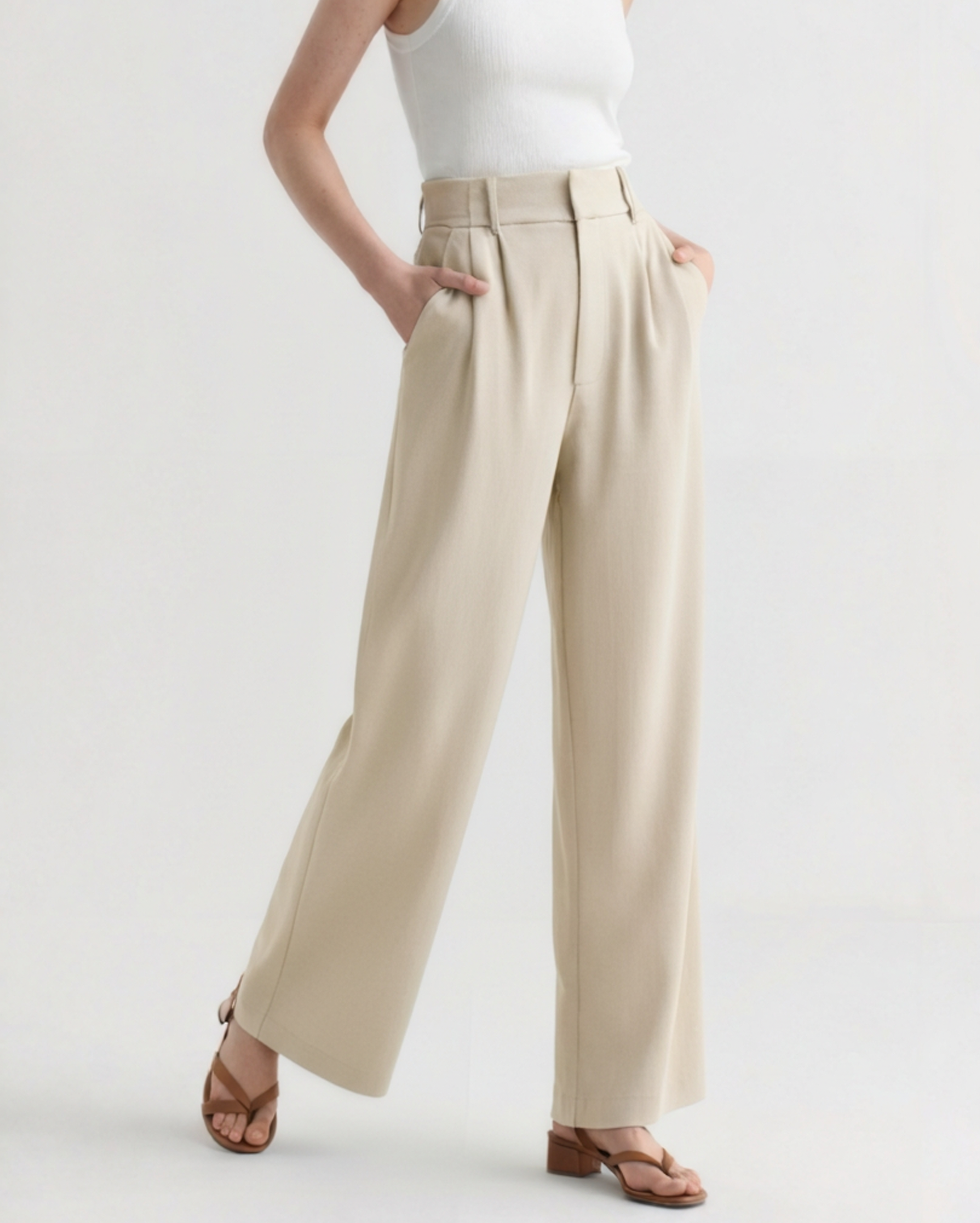 Dames Wide-Leg Broek – Elegante Hoge Taille, Getailleerde Pasvorm & Kantoorproof