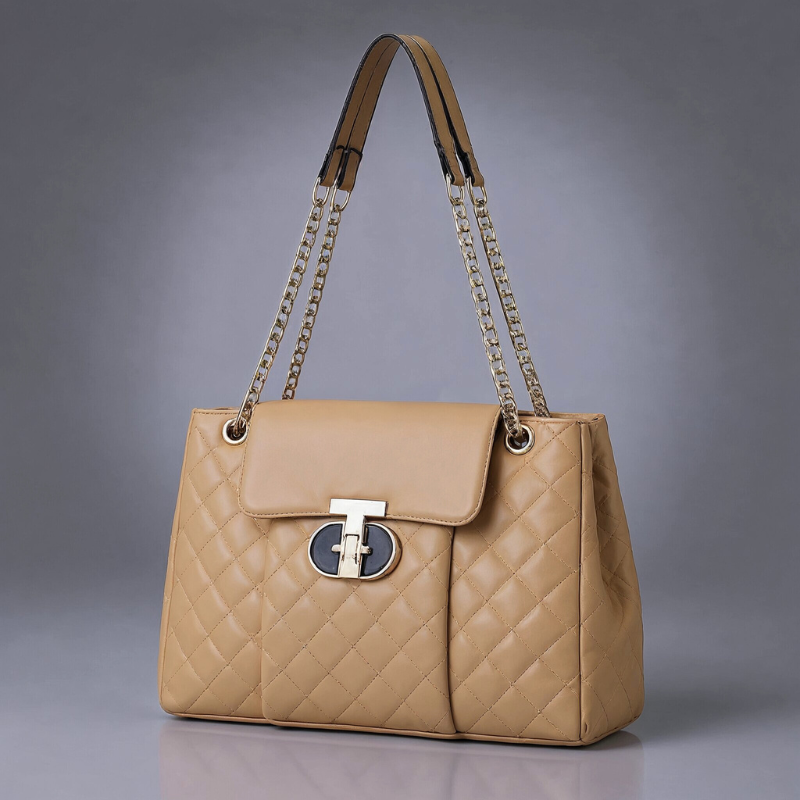 Luxe Diamant-Quilt Schoudertas met Gouden Details