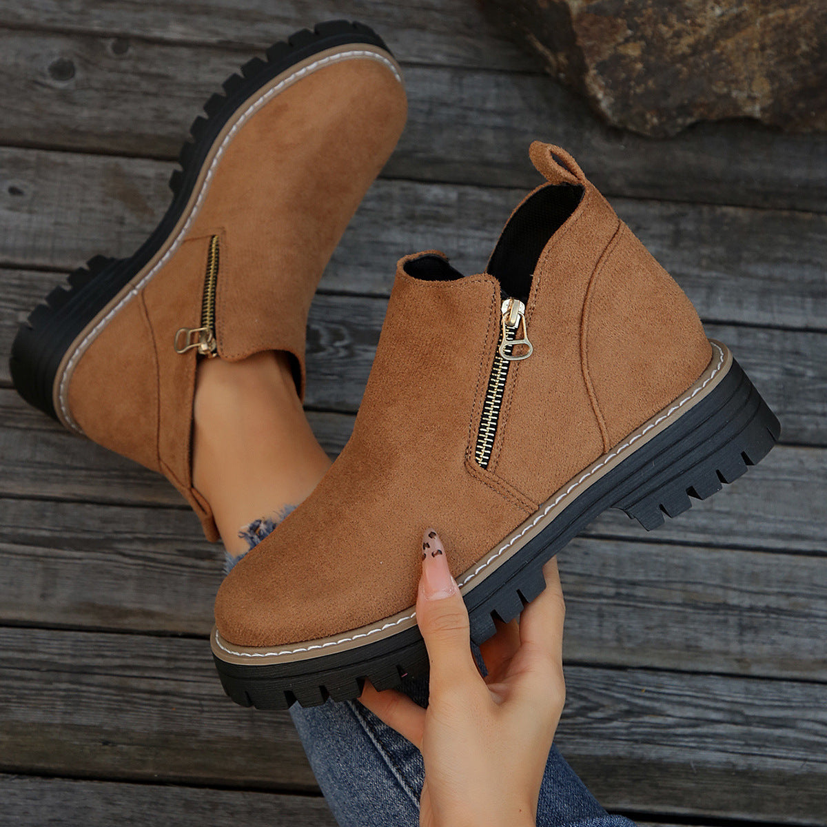 Damschoenen met Ronde Neus en Ritssluiting – Comfortabele en Stijlvolle Dames Schoenen