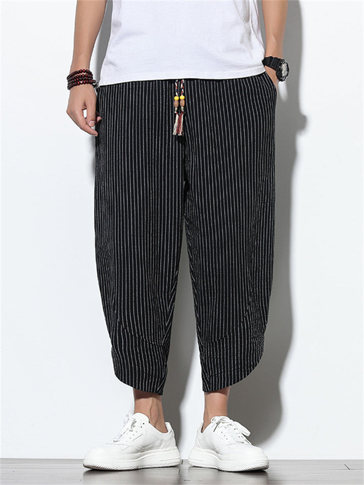 Stijlvolle heren cropped broek van katoen en linnen – Effen & gestreept, casual en comfortabel