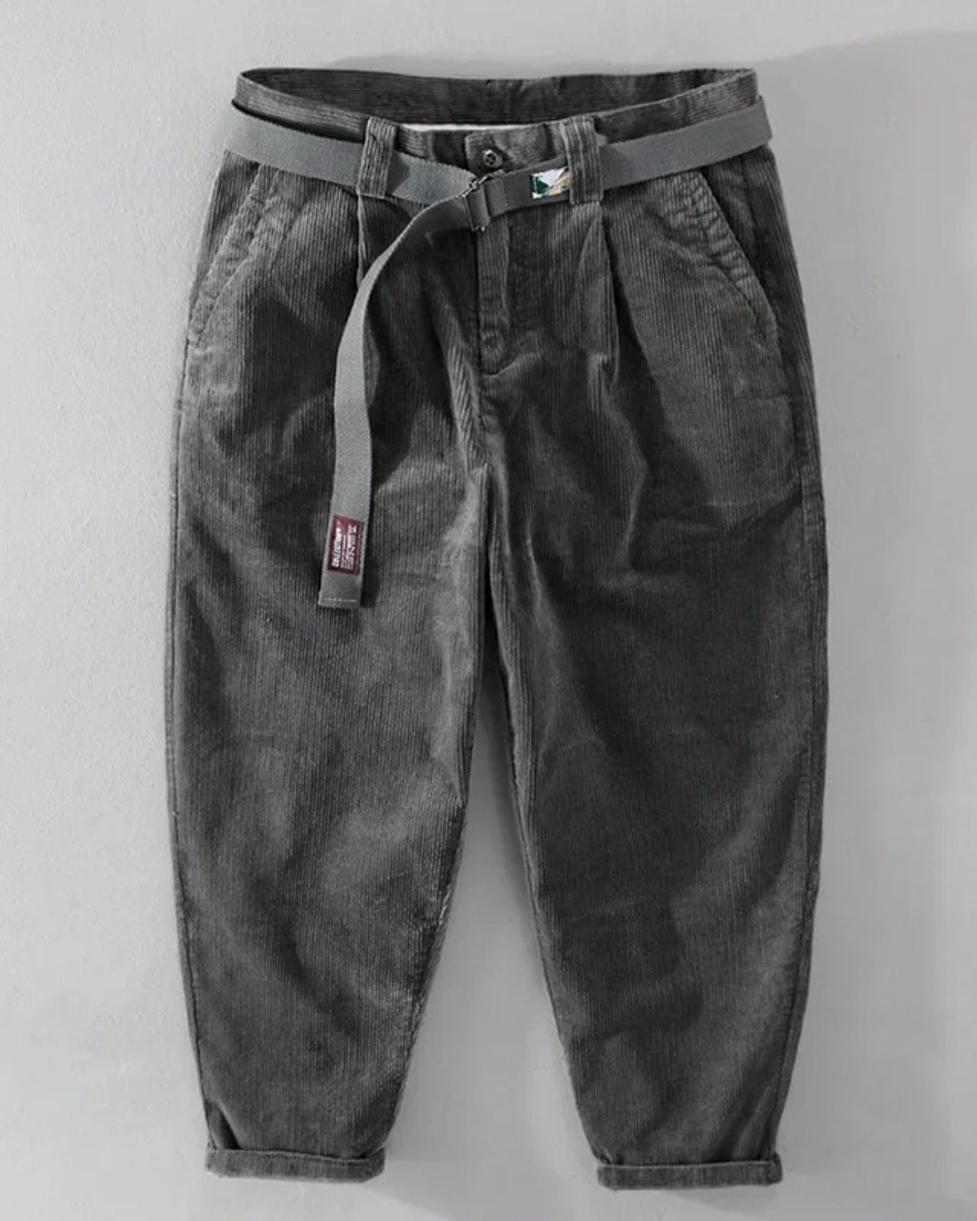 Winter Corduroy Rechte Pijpen Broek met Verstelbare Riem en Fleece Voering
