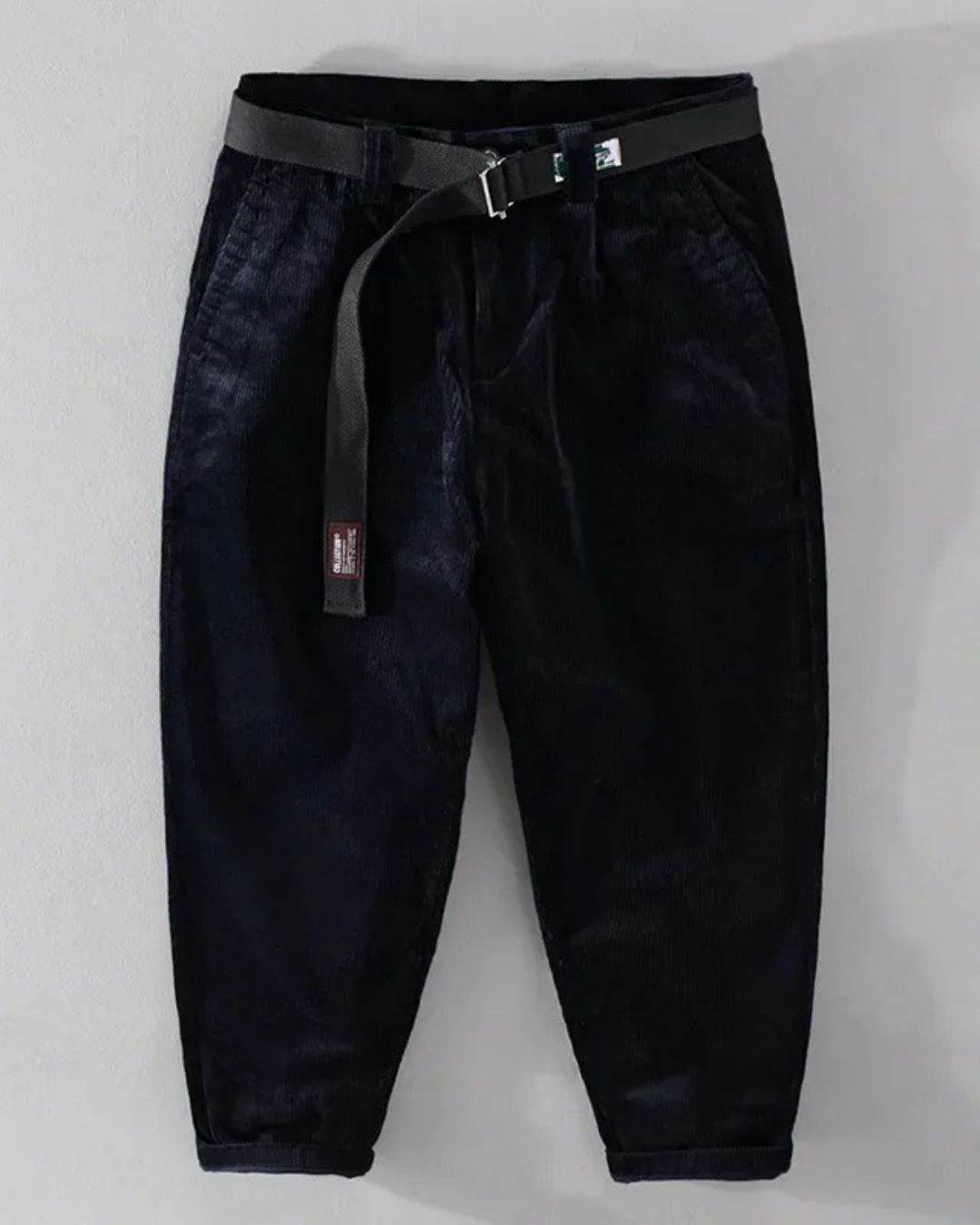 Winter Corduroy Rechte Pijpen Broek met Verstelbare Riem en Fleece Voering