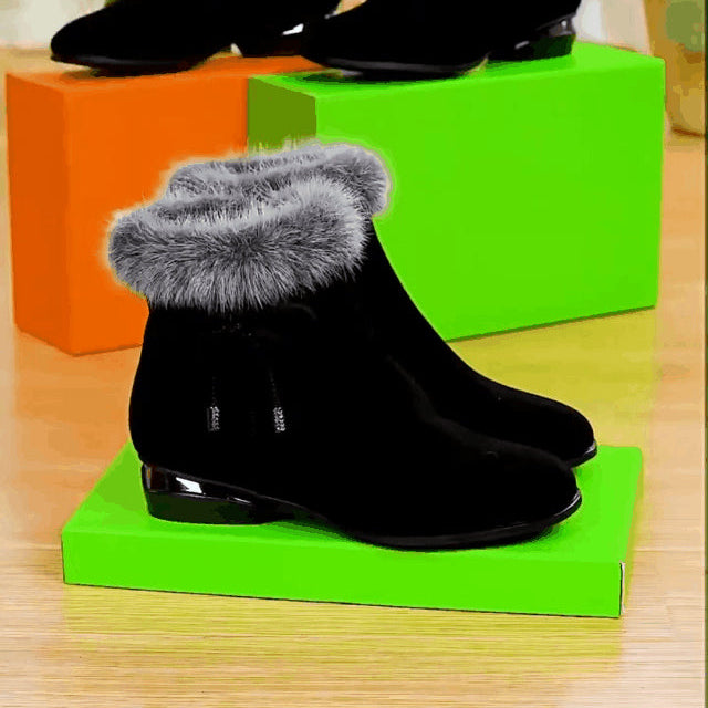 Zachte Leren Enkellaarsjes met Middelhoge Hak – Elegante, Comfortabele Dameslaarzen voor Herfst & Winter