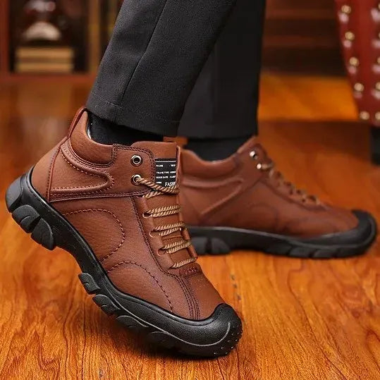 Heren Orthopedische Bruine Leren Enkelboots – Comfortabele en Stijlvolle Casual Schoenen
