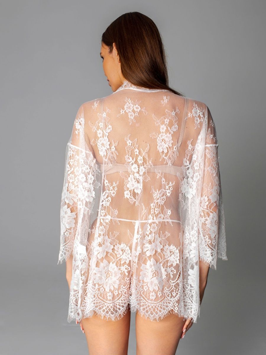 Alluring White Lace Robe
