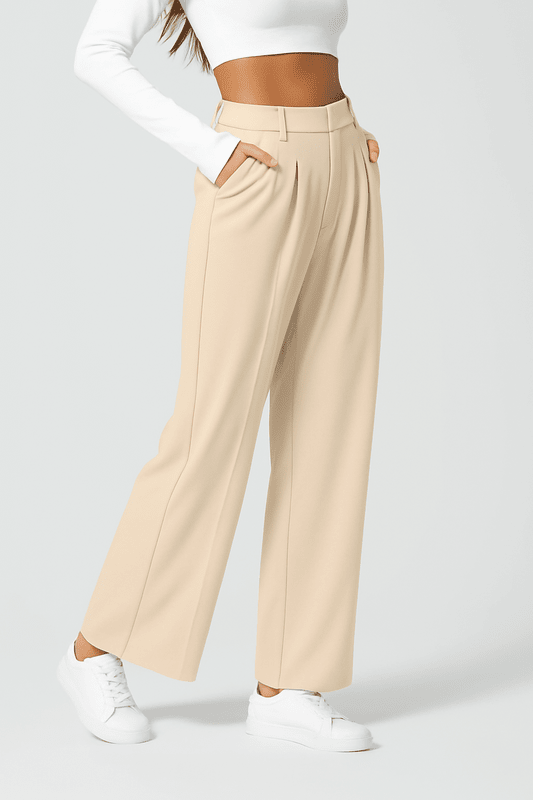 High-Waist Damesbroek met Wijde Pijpen – Elegante & Comfortabele Pantalon voor Werk en Vrije Tijd