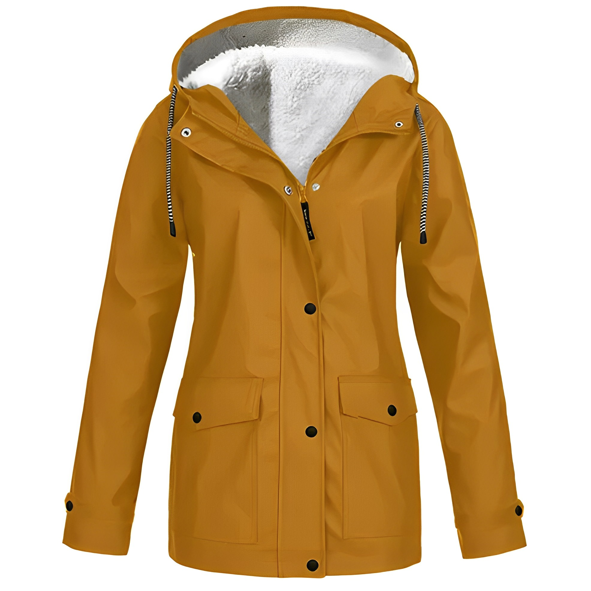 Dames Regenjas met Fleecevoering – Warme Waterdichte Jas voor de Winter