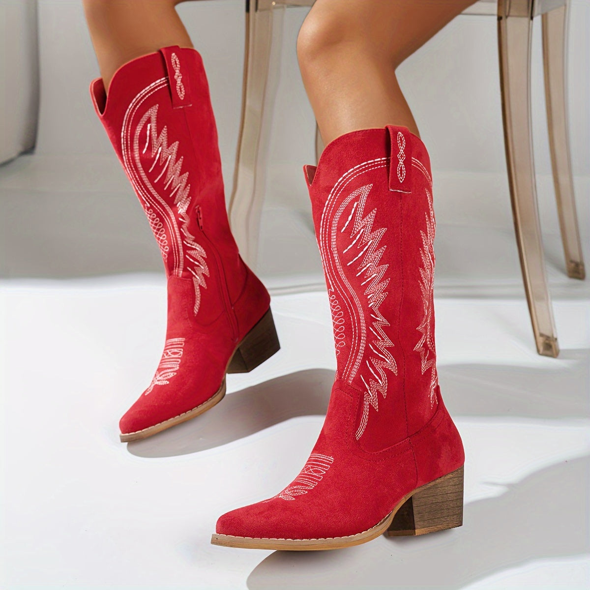 Modieuze Dames Cowboylaarzen met Dikke Hak – Stijlvolle & Comfortabele Laarzen