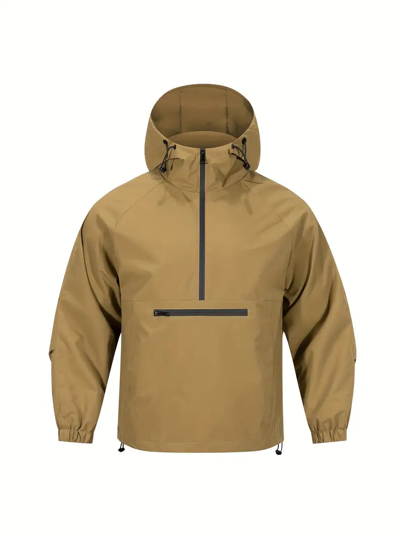 Casual Heren Windjack met Capuchon – Ademend Half-Zip Waterdichte Jas