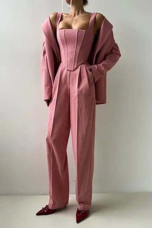 Dames 3-delige Pantalonset – Elegante Blazer, Top & Broek voor Werk of Speciale Gelegenheden