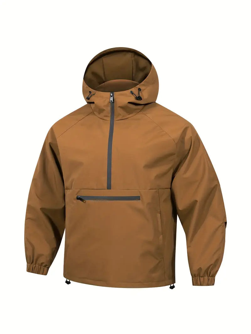 Casual Heren Windjack met Capuchon – Ademend Half-Zip Waterdichte Jas