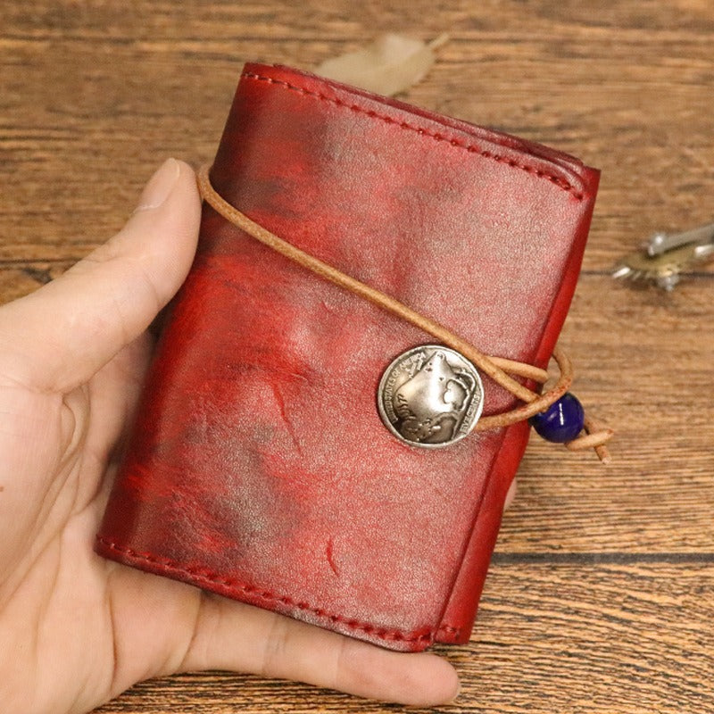 Vintage Leren Bifold Portemonnee – Compacte Munt- en Kaartenhouder voor Dagelijks Gebruik