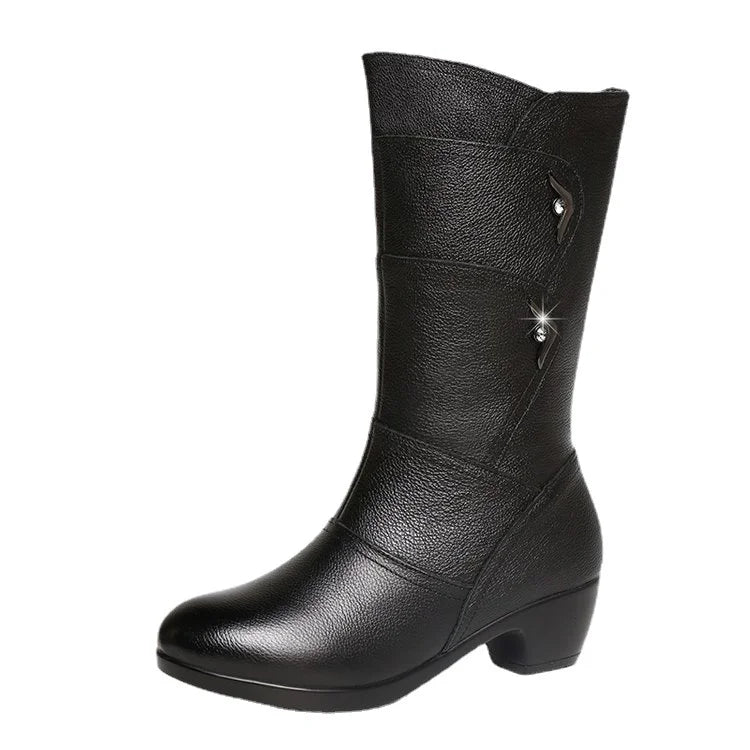 Dames Enkellaarsjes met Plateauzool en Dikke Halfhoge Hak – Stijlvol & Comfortabel
