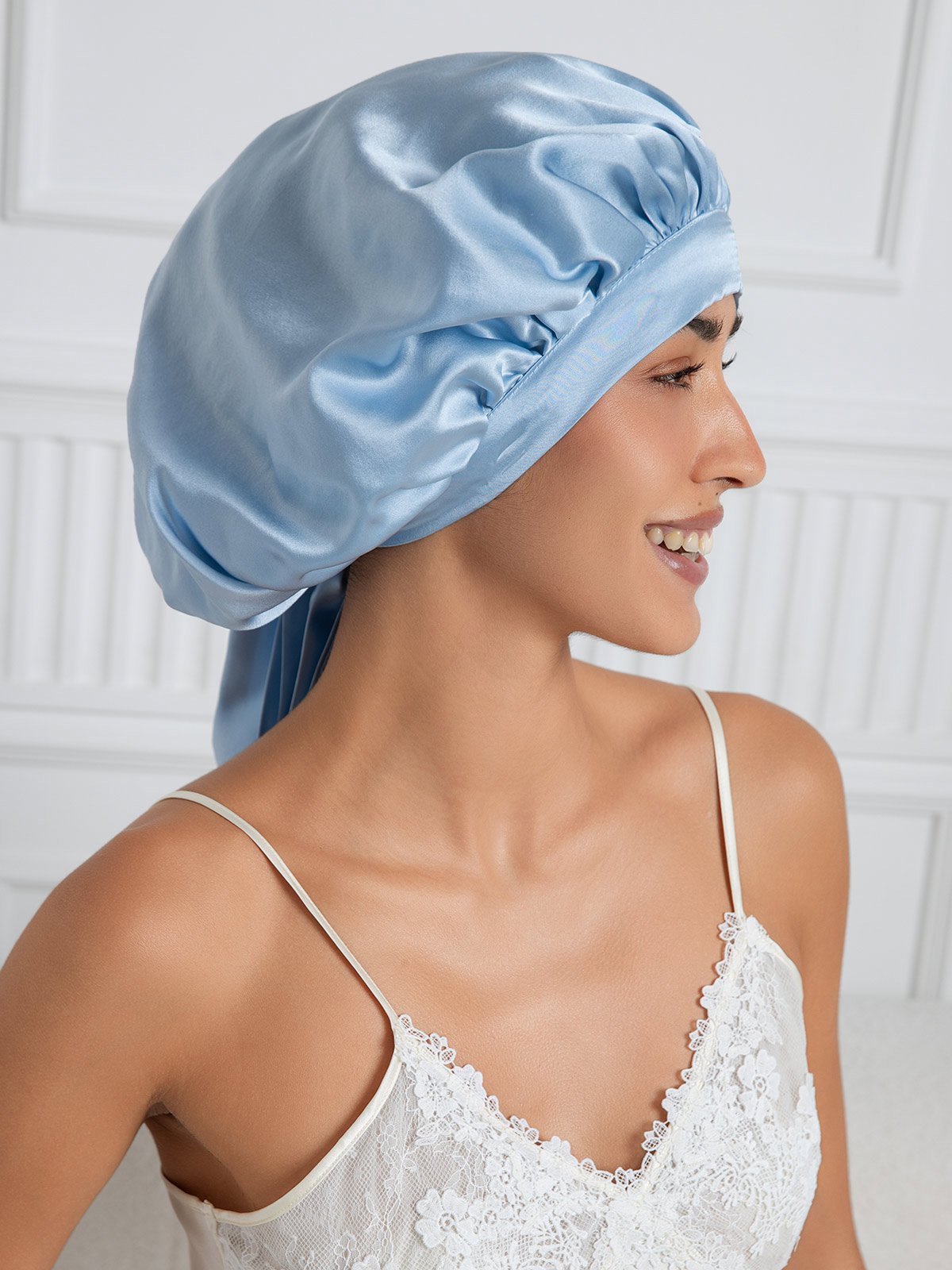 (1+1 Free) Pure Silk Sleep Cap with Ties