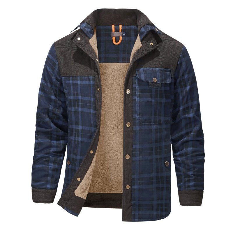 Casual Heren Geruite Jas – Comfortabele Outdoor Fleece Gevoerd Jack