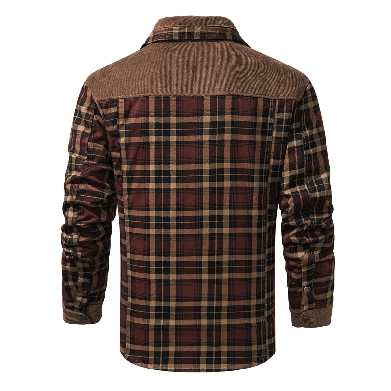 Casual Heren Geruite Jas – Comfortabele Outdoor Fleece Gevoerd Jack
