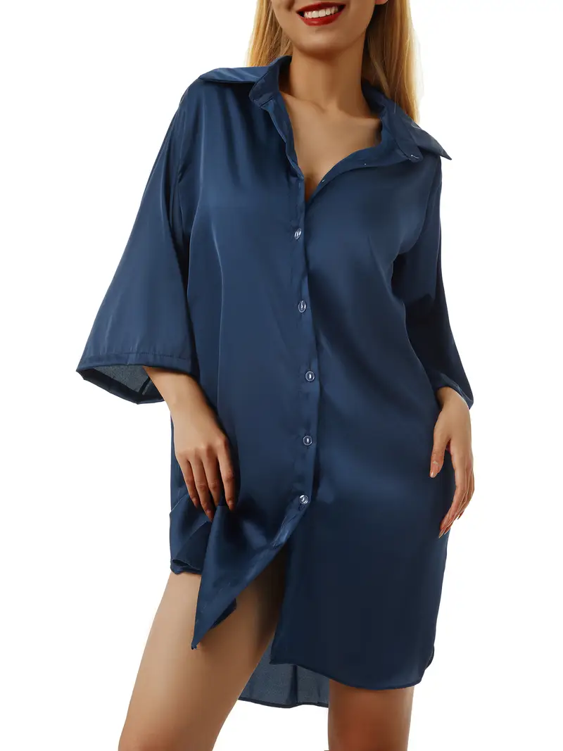 Lichtgewicht Katoenen Nachtshirt voor Dames – Zomers Nachthemd met Halve Mouwen en Losse Pasvorm