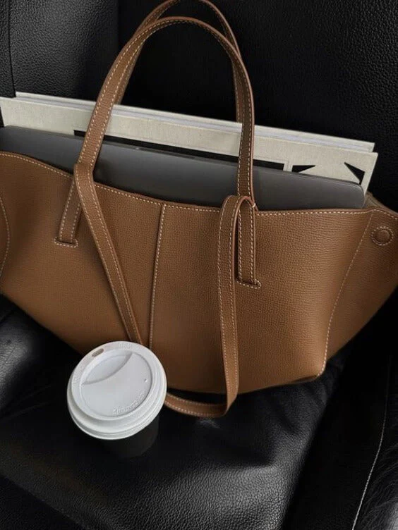 Vintage Leren Tote Bag – Ruime & Stijlvolle Schoudertas voor Dagelijks Gebruik