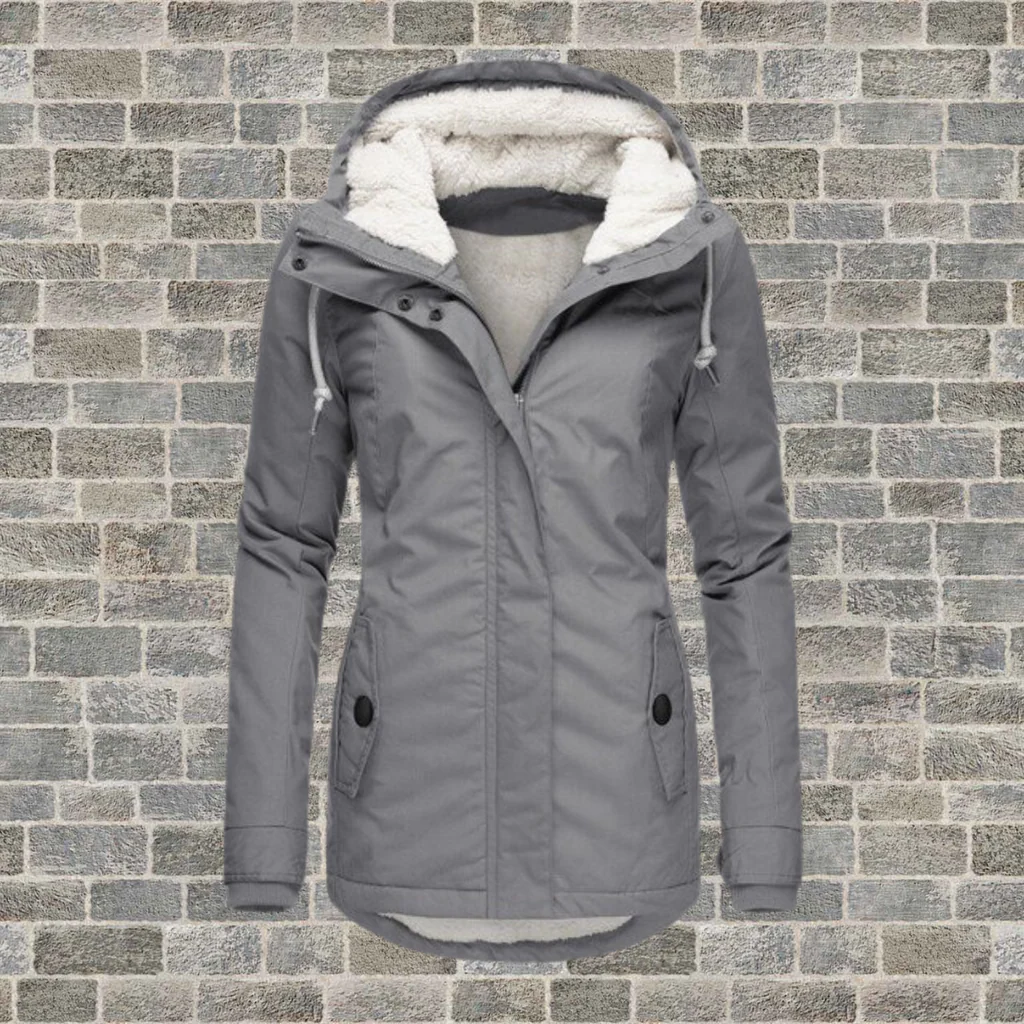 Warme Katoenen Jas met Capuchon en Zachte Fleece Voering – Stijlvolle & Comfortabele Lange Damesjas