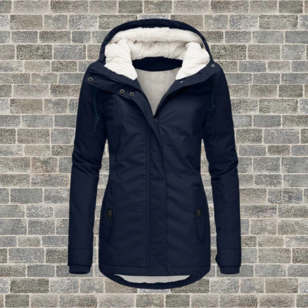 Warme Katoenen Jas met Capuchon en Zachte Fleece Voering – Stijlvolle & Comfortabele Lange Damesjas