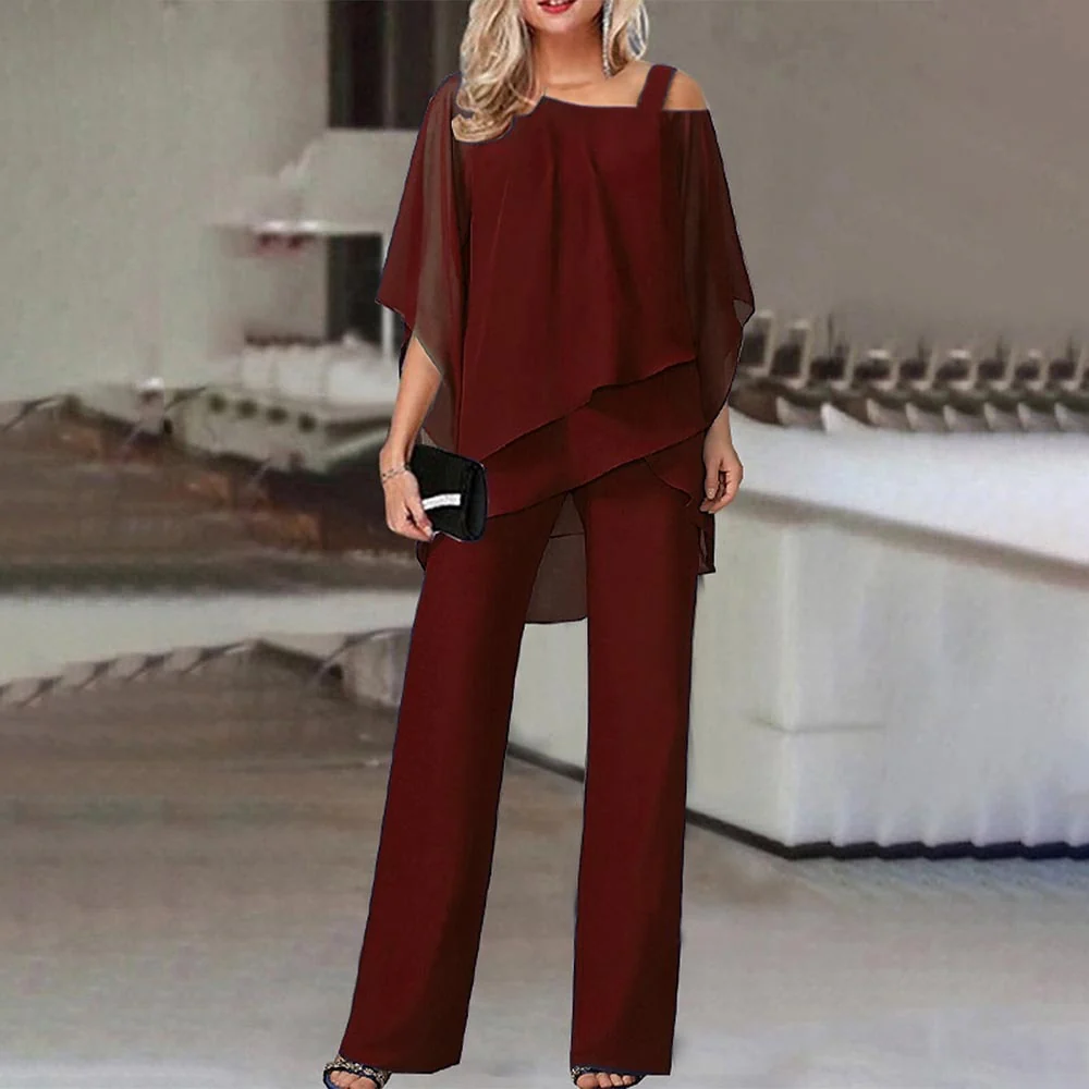 Elegante Tweedelige Jumpsuit met Cold Shoulder – Stijlvolle en Comfortabele Damesoutfit
