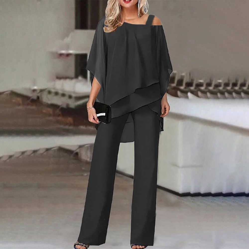 Elegante Tweedelige Jumpsuit met Cold Shoulder – Stijlvolle en Comfortabele Damesoutfit