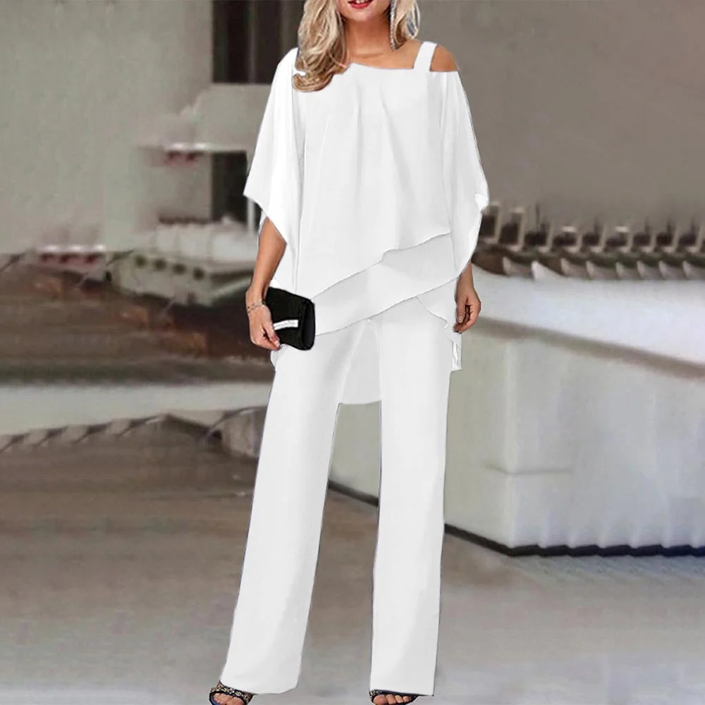Elegante Tweedelige Jumpsuit met Cold Shoulder – Stijlvolle en Comfortabele Damesoutfit